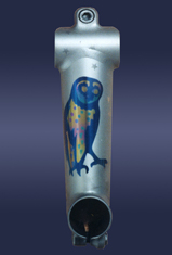 owl anodized titanium custom art by leni fried